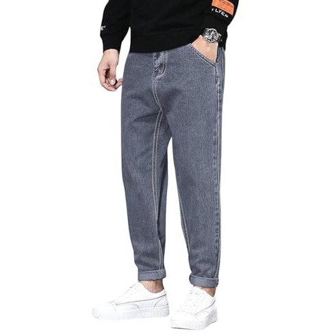 Ben Martin Men's High Rise Tapered Fit Stretchable Size 32 Denim Grey Carrot Fit Jeans Pant For Men 0