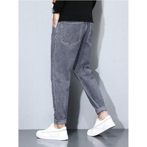 Ben Martin Men's High Rise Tapered Fit Stretchable Size 32 Denim Grey Carrot Fit Jeans Pant For Men 0
