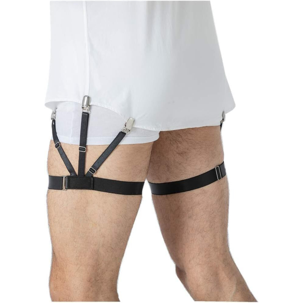 Shyam Export Men's Adjustable Shirt Stays  Premium Elastic Shirt Holders & Garters | Non-Slip Locking Clamps | Slim Fit Crease-Resistant Suspenders For A Sharp & Tucked Look