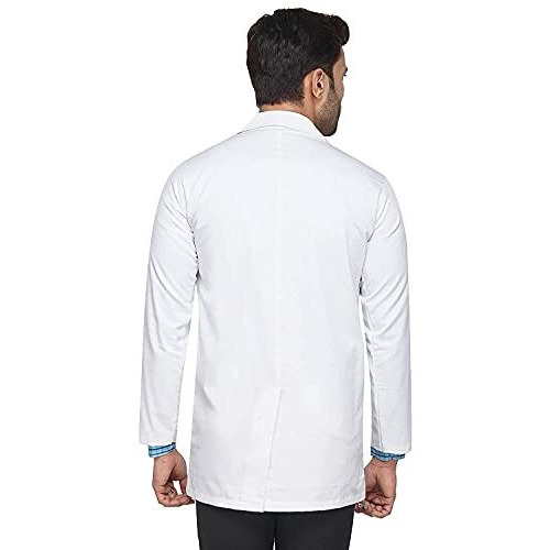 Q3 Casual Style Apron Lab Coat Wrinkle Resistant Poly Cotton Unisex Full Sleeves (Medium - 38), White