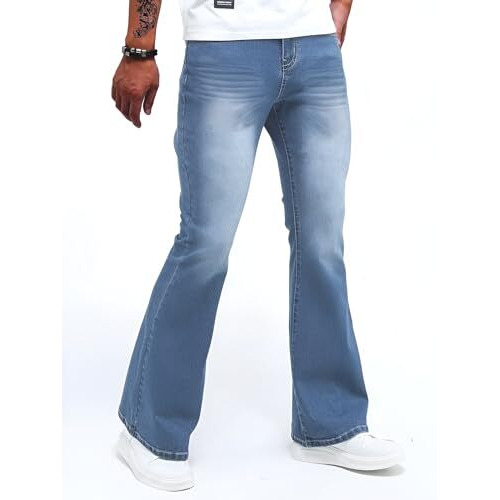 Ben Martin Black Jeans For Men || Bootcut Jeans For Men || Wide Leg Jeans Men || High Waist Jeans For Men || Relax Jean For Men || Bell Bottom Jeans For Men Size Light Blue 34