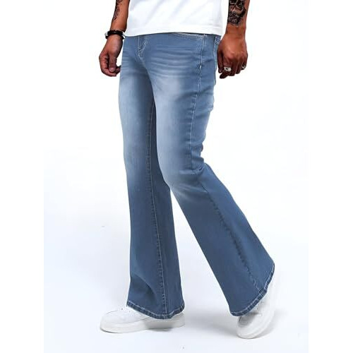 Ben Martin Black Jeans For Men || Bootcut Jeans For Men || Wide Leg Jeans Men || High Waist Jeans For Men || Relax Jean For Men || Bell Bottom Jeans For Men Size Light Blue 34