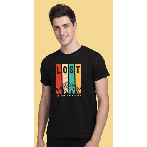 Bewakoof Men's Graphic Print Regular Fit Half Sleeve Round Neck Cotton T-Shirt Black