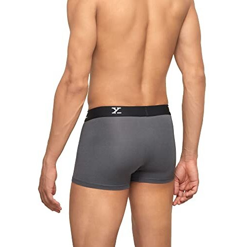 Xyxx Men's Underwear Ace Intellisoft Antimicrobial Micro Modal Trunk Pack Of 3 (BlackDeep Sea Blue Grey L)