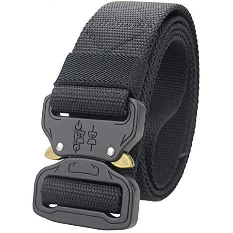Contacts Men's Synthetic Quick Release Buckle Nylon Belt (Free Size-Black)