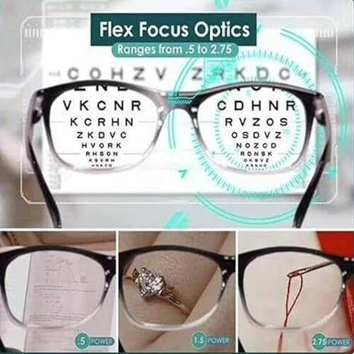 Metaliya One Power Readers Auto Focus Reading Glasses,Clear Focus Adjusting Optic For Women And Men Rimless Blue Light Blocking Lenses,Lightweight Frame Computer Screens Eye Glasses