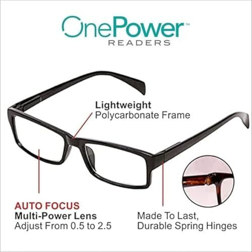Metaliya One Power Readers Auto Focus Reading Glasses,Clear Focus Adjusting Optic For Women And Men Rimless Blue Light Blocking Lenses,Lightweight Frame Computer Screens Eye Glasses
