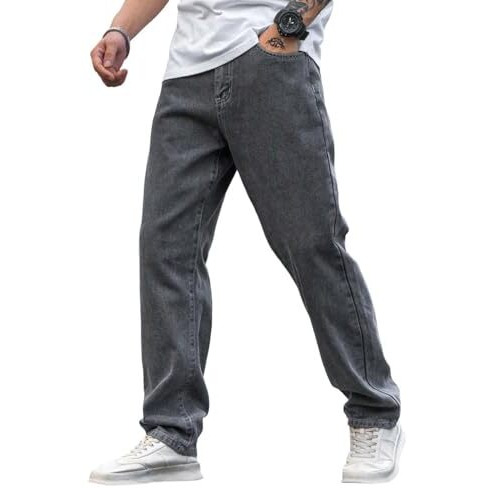 Kotty Men's Solid Regular Fit Mid Distressed Fashionable Trendy Denim Jeans(Grey,30)