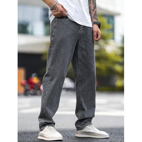Kotty Men's Solid Regular Fit Mid Distressed Fashionable Trendy Denim Jeans(Grey,30)