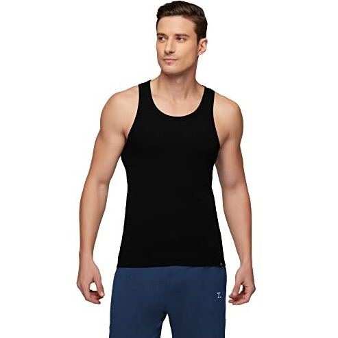 Xyxx Men's Super Combed Cotton Round Neck Ribbed Vest - High Moisture Absorbing Innerwear For Men With Anti-Microbial Silver Finish