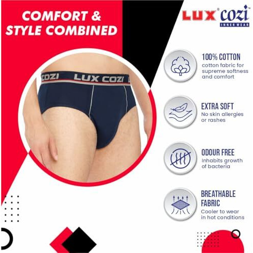 Lux Cozi Mens Cotton Brief Pack Of 5 (Assorted 90 Cm)