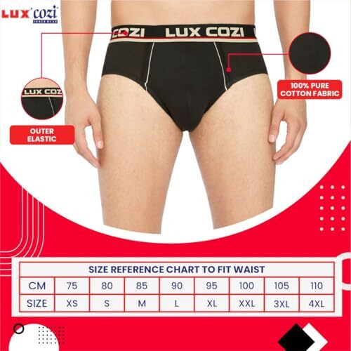 Lux Cozi Mens Cotton Brief Pack Of 5 (Assorted 90 Cm)