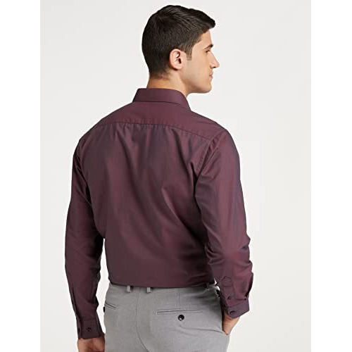 Amazon Brand - Symbol Men's Cotton Rich Formal Shirt | Plain | Full Sleeve - Regular Fit (Available In Plus Size) (Maroon_42)