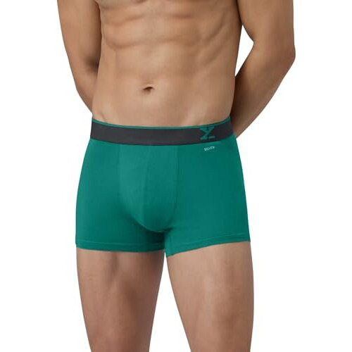 Xyxx Men Micro Modal Trunk, Snug Fit, Solid, Pack Of 2, Xytrnk2Pckn416L, Black+Navigate, L