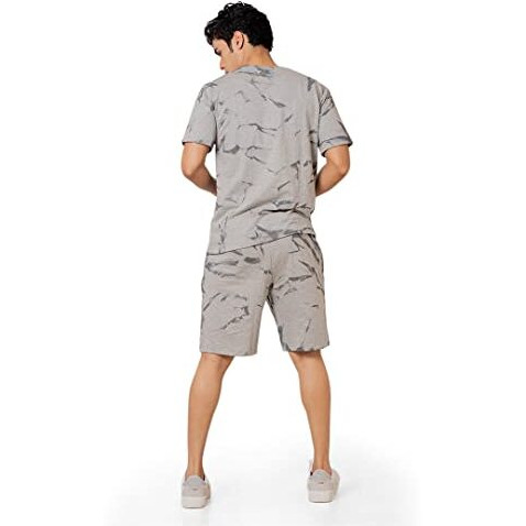 Elliti Men's Casual Summer Night Dress Soft Cotton Poly Lycra Digital Printed Sleepwear & Launge(Lounge) Wear Night Suit,Regular Fit Round Neck Short Sleeves T-Shirt And Shorts(Boxer) Pair Set For Men
