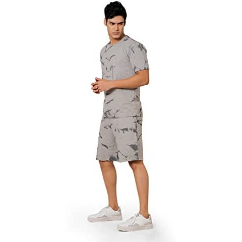 Elliti Men's Casual Summer Night Dress Soft Cotton Poly Lycra Digital Printed Sleepwear & Launge(Lounge) Wear Night Suit,Regular Fit Round Neck Short Sleeves T-Shirt And Shorts(Boxer) Pair Set For Men