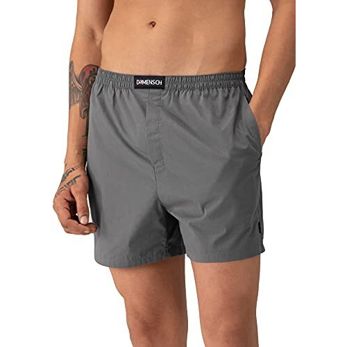 Damensch Men Cotton Boxers (Pack Of 2) (Dam-Sld-Lbx-Cab-Lg-Pack-2-M_I.Cape Black, Las Grey_M)