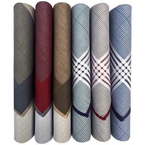 Caruso Italy Men's Italia 100% Pure Cotton Handkerchief Medium Multicolor Checks - Pack Of 6