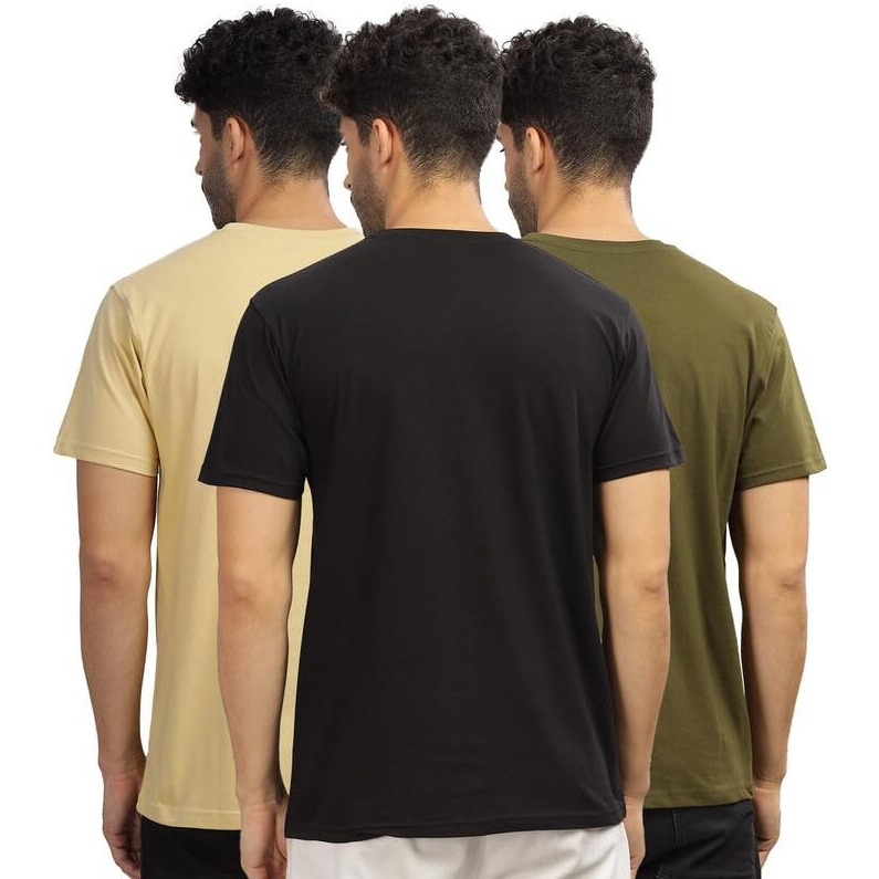 Xenovaurban Unisex Regular Cotton Combo Of 3 Solid Color Tshirt, Size L