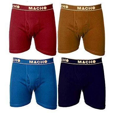 Macho Men's Long Cotton Fine Trunk Pack Of 4 (Multi Color), 90 Cm