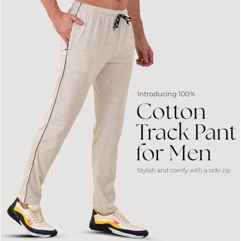 Relight Wears Mid Rise Track Pant For Men - Rich Cotton, Regular Fit With One Side Zip Solid Trackpants | Stylish And Comfortable | Sports, Gym And Casual Wear, (X-Large, Grey)