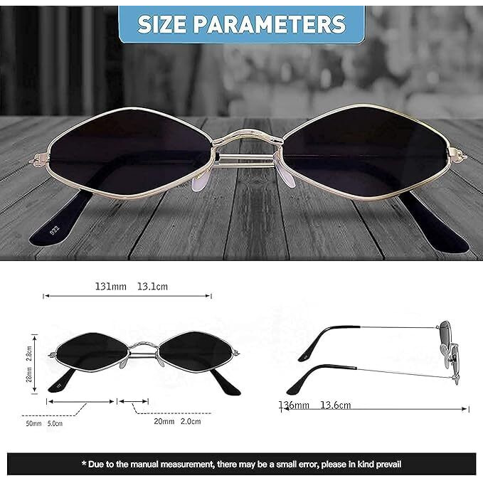 Roshfort Retro Diamond Cateye Sunglasses Featuring Small Metal Frames And Non-Polarized Lenses Uv Protection For Men & Women. (Silver-Black, C-4)