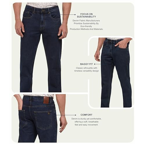 I'sol MenS Loose Baggy Fit Wide Legged Jeans