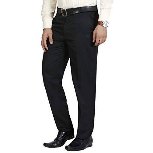 Mc Henry Men's Solid Formal Regular Fit Polyviscose Black Trousers(Black4001-34_ColorBlack_Size34) | Rise Style Mid Rise