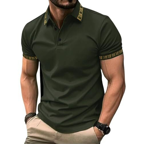 Greciilooks Solid Regular Fit Polo Casual For Men Stylish Latest | Half Sleeve T Shirt (Gl-Mt-1129_Green L)