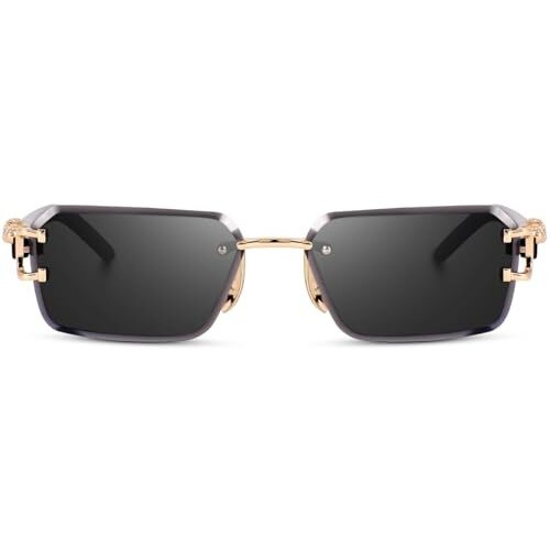 Dervin Uv Protected Rectangular Rimless Sunglasses For Men And Women (Black)