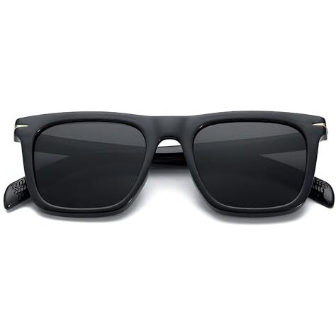 Roshfort Non Polarized Sunglasses For Men And Women Uv 400 Protection Square Shape Cooling Goggles Black Shade Sunglass (Italic Black -Medium)