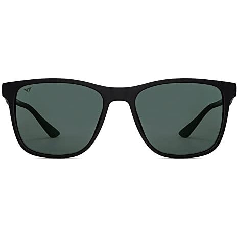 Vincent Chase By Lenskart | Matte Black-Green Square Sunglasses | Polarized & Uv Protected | For Men & Women | Large | Vc S13820