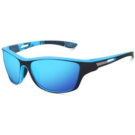 Dervin Uv Protected Polarized Sports Sunglasses For Men Driving Cycling Fishing Cricket Sunglasses (Blue Mirrored) - Pack Of 1