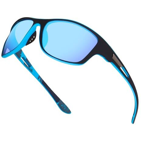 Dervin Uv Protected Polarized Sports Sunglasses For Men Driving Cycling Fishing Cricket Sunglasses (Blue Mirrored) - Pack Of 1