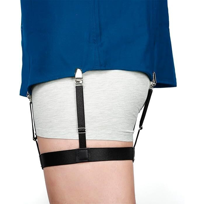 Style Keepers Men Shirts Stays Upgrade Adjustable Elastic Shirt Garter Shirts Holder With Non-Slip Locking Clamps Shirt Garters For Police Military, Keep Shirt Tucked In (Style B)