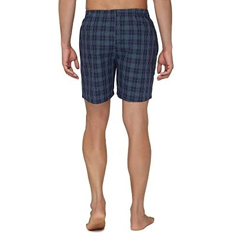 Xyxx Men's Super Combed Cotton Checkmate Boxer Shorts Elasticated Waist, Drawstring | Loungewear For Men Pack Of 2 (M Jet Black + Blue & Green Checks)