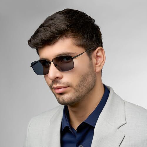 John Jacobs | Black - Grey | Full Rim Rectangular Stylish & Premium Polarized Sunglasses | Polarized And 100% Uv Protected | Men & Women | Extra Wide | Jj S15862