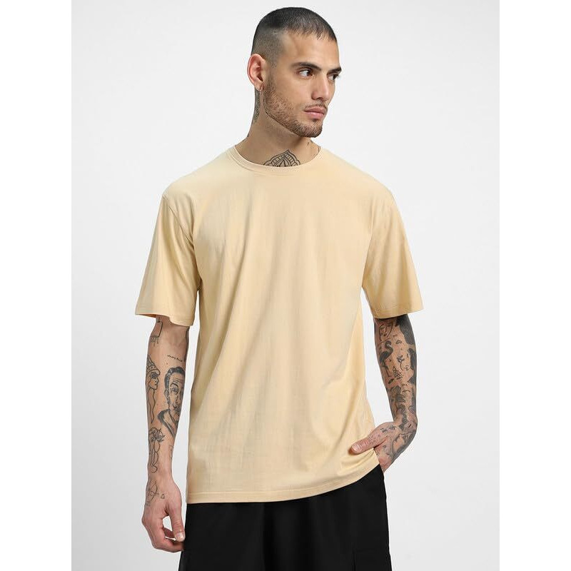 Veirdo Pure Cotton Oversized Fit Half Sleeve Solid Round Neck Multicolor T-Shirt Combo For Men & Boys (Po4_Os_Bk_Sw_Ny_Wt_L)