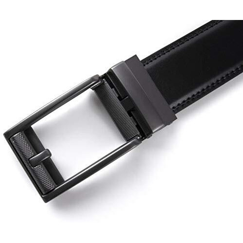 Contacts Men's Genuine Leather Auto Lock Buckle Belt Pack Of 2(Black & Tan)