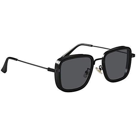 Dervin Unisex Square Non-Polarized Sunglasses Black Frame Black Lens (Medium) - Pack Of 1