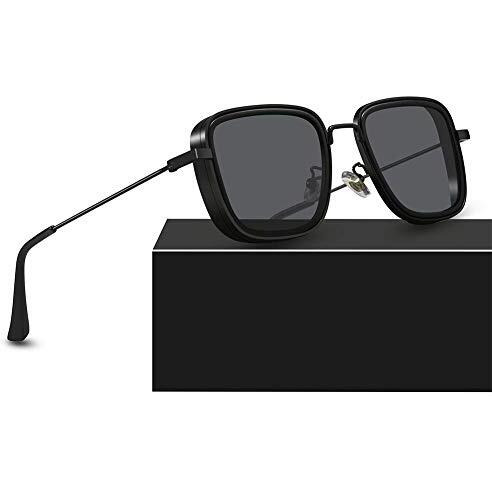 Dervin Unisex Square Non-Polarized Sunglasses Black Frame Black Lens (Medium) - Pack Of 1