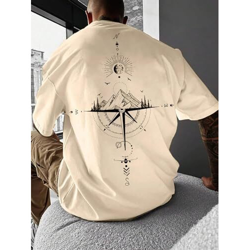 Jvx Men's Loose Fit T-Shirt (Mot-101-Beige-Xl_Beige