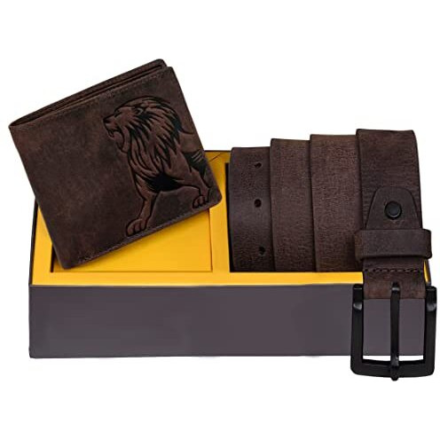 Urban Forest Luke Brown Pu Leather Wallet & Brown Casual Belt Combo Gift Set For Men