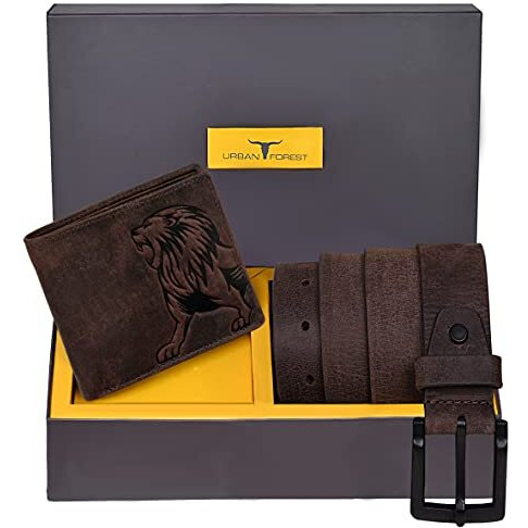 Urban Forest Luke Brown Pu Leather Wallet & Brown Casual Belt Combo Gift Set For Men