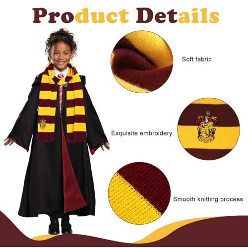 Patpat Knit Neck Scarf Magic College Styles Striped Winter Neckerchief Movie Character Cosplay Costume Accessories