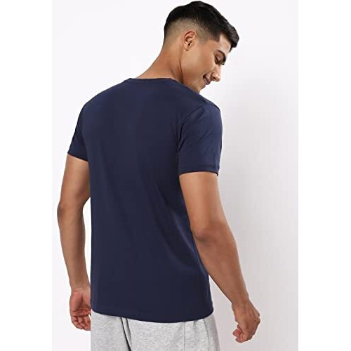 Bewakoof Men's Graphic Print Regular Fit Half Sleeve Round Neck Cotton T-Shirt Blue
