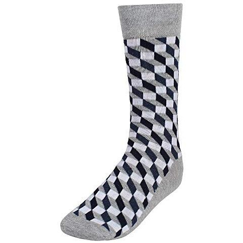 Creature Men's Cotton Calf Length Check Print Formal Socks Combo Of 3(Scs-13.1) (Combo-1)
