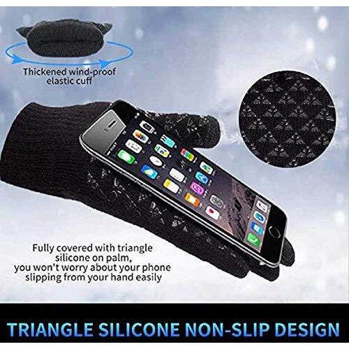 Huntsmans Era Winter Touchscreen, Anti-Slip Warm Thermal Woolen Gloves For Men And Women/Winter Gloves (Black 1Pair)