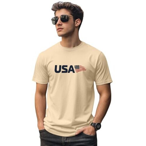 Veirdo Regular Fit Half Sleeves Round Neck Typographic Printed Pure Cotton T-Shirt For Men (Tsh_V_99_Usa_Sw_L)