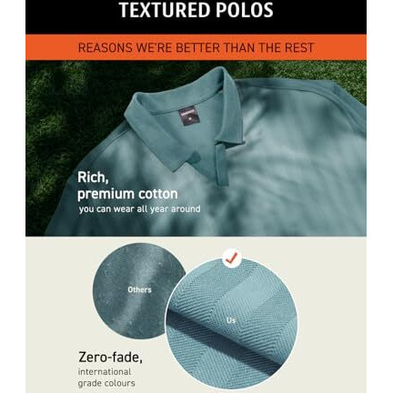 Damensch Statement Textured Polo T-Shirts | Premium Cotton, Herringbone Texture, Johnny Collar-Pack Of 1-Shady Teal-M
